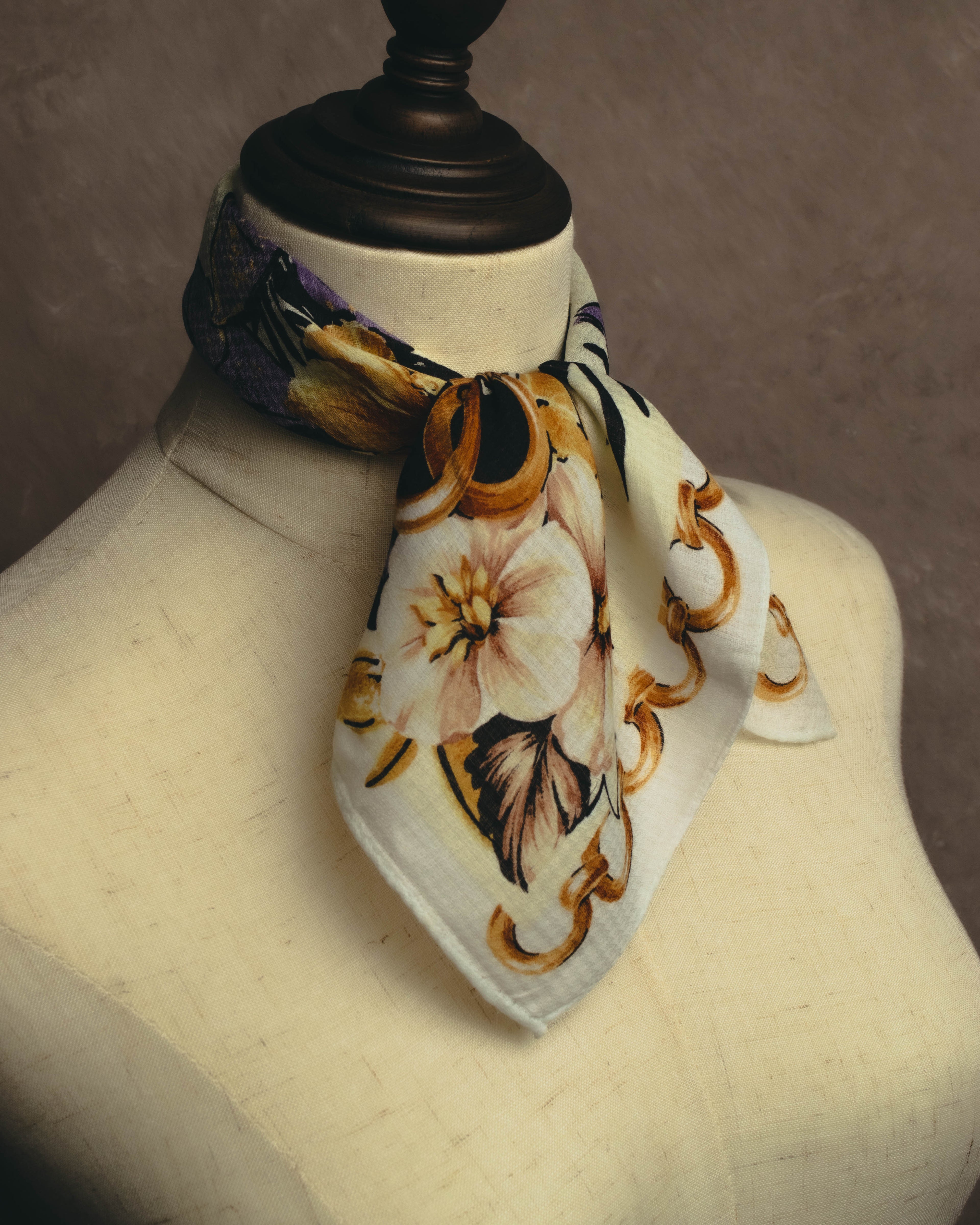 "CELINE" 90's-00's Floral printed cotton scarf