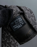 "GIORGIO ARMANI" Charcoal gray geometric pattern necktie