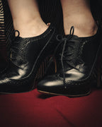 -SPECIAL- “Thom Browne” 2010’s- pebbled leather wingtip lace-up heels