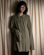 "Vintage herringbone long sleeve polo shirt"