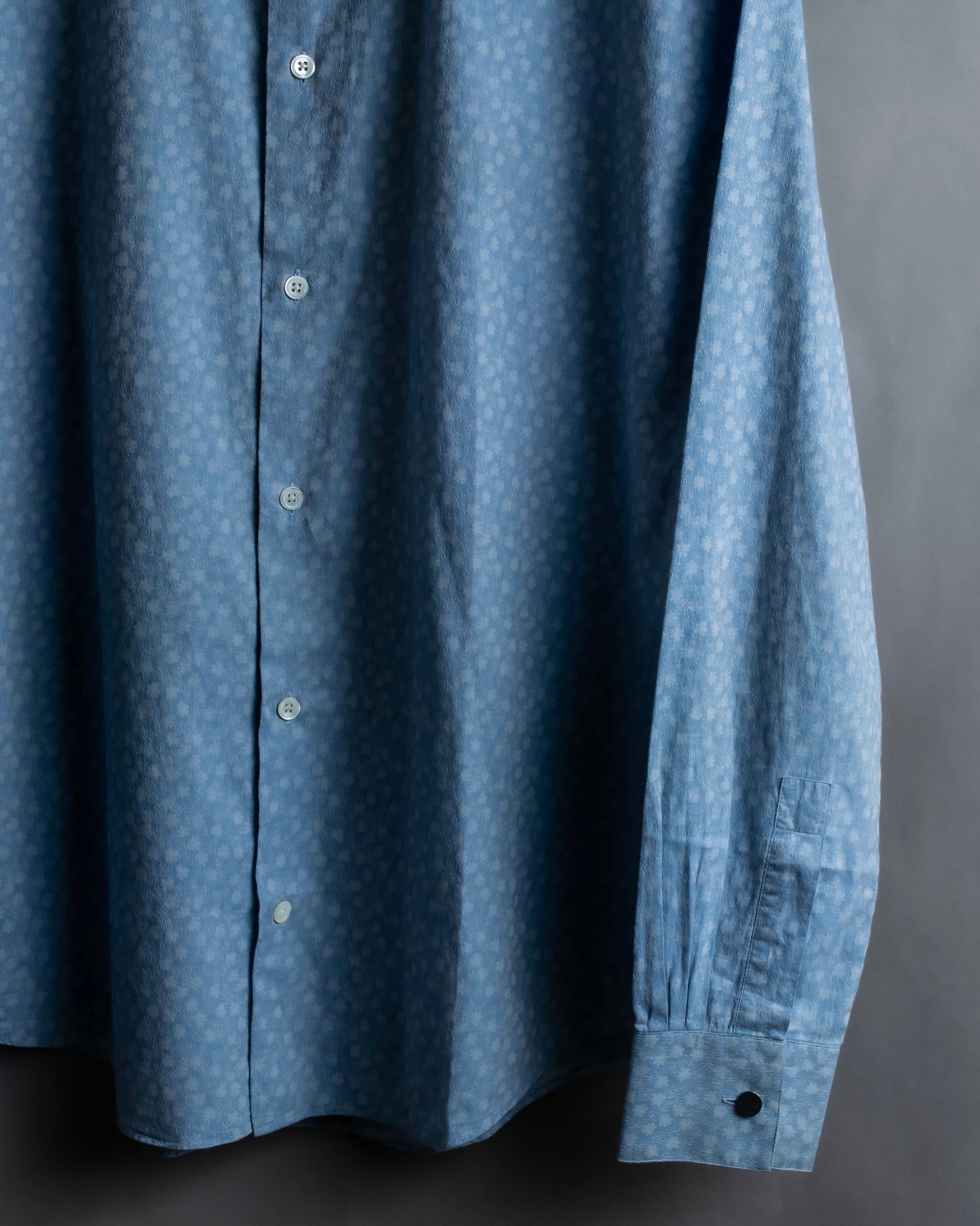"HERMES" Saxe blue jacquard cotton shirt