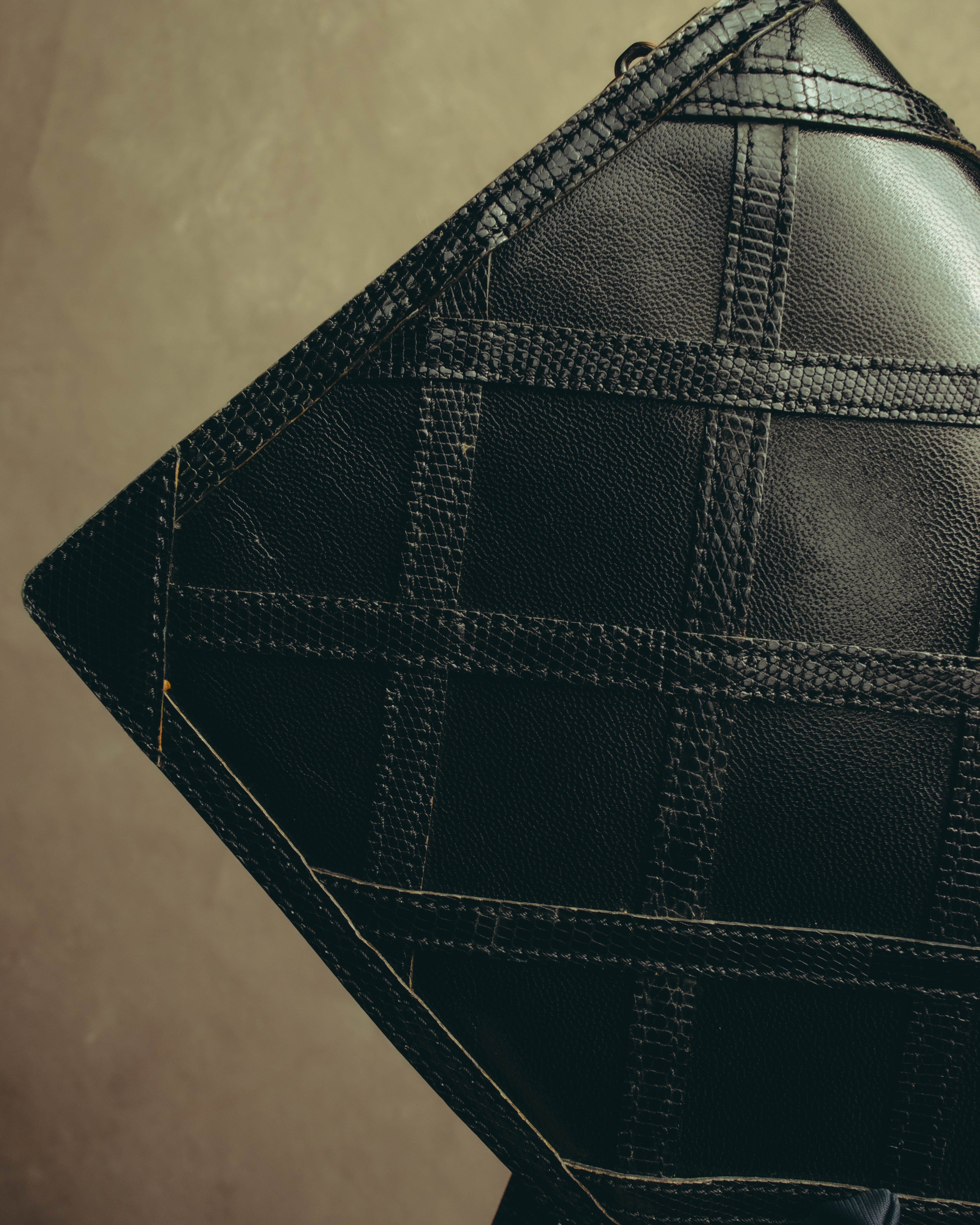 "Yves Saint Laurent" 80's-90's Lattice textured leather shoulder bag