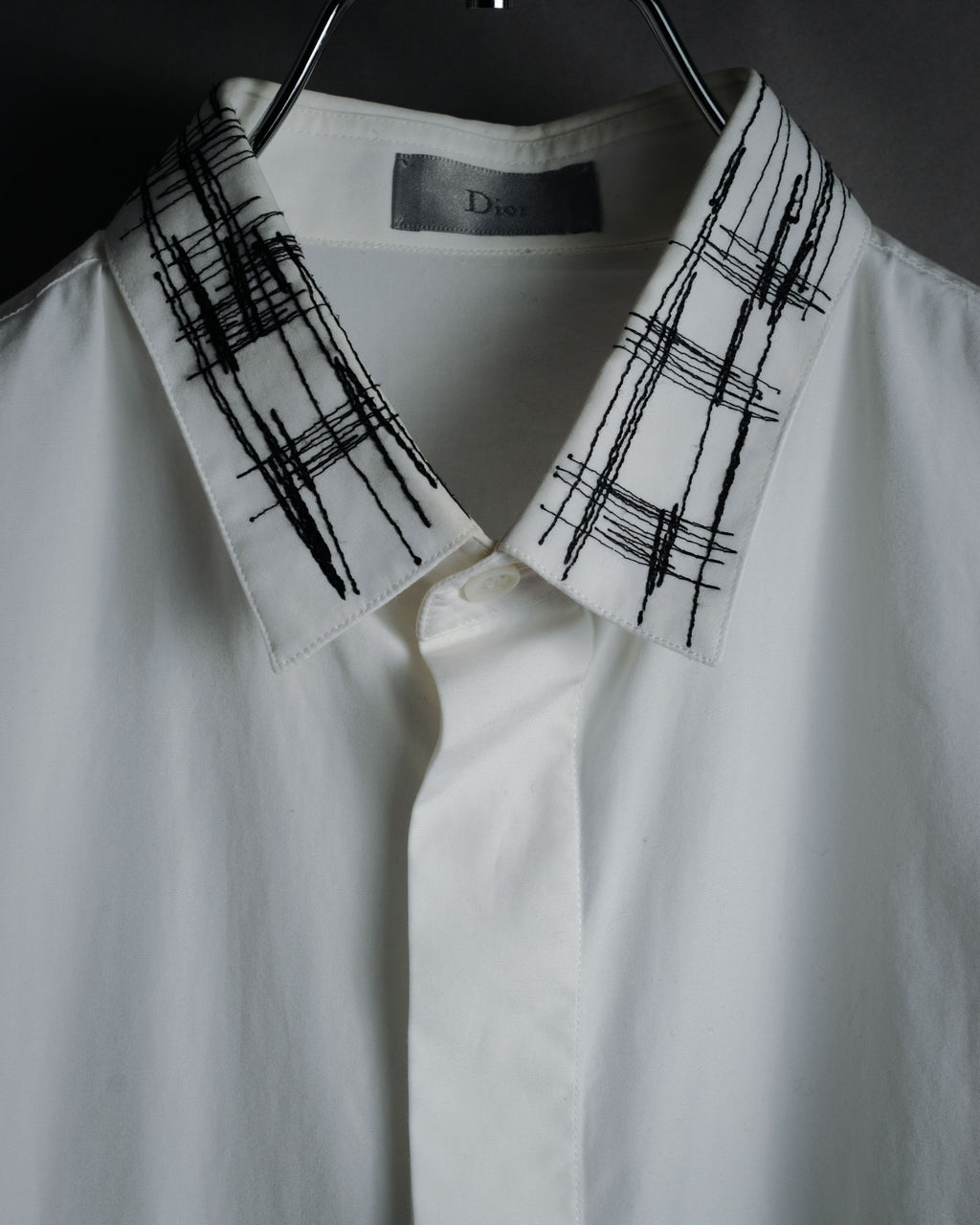 –SPECIAL– "Dior" 2024SS Embroidered grid-collar fly-front shirt