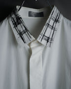 –SPECIAL– "Dior" 2024SS Embroidered grid-collar fly-front shirt