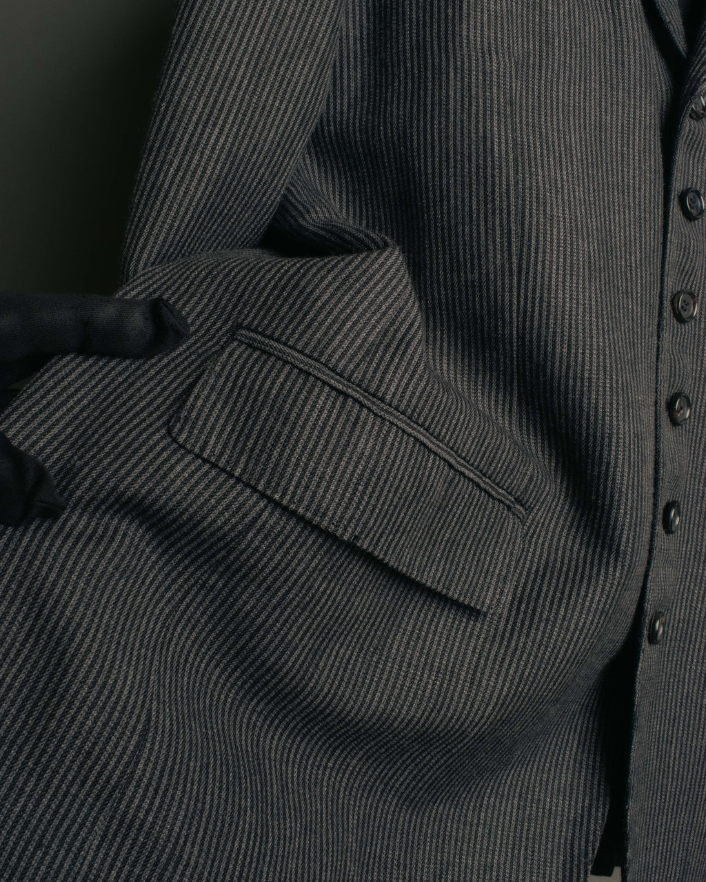"COMME des GARÇONS HOMME" 10SS Vintage multi-button hickory stripe linen wool jacket