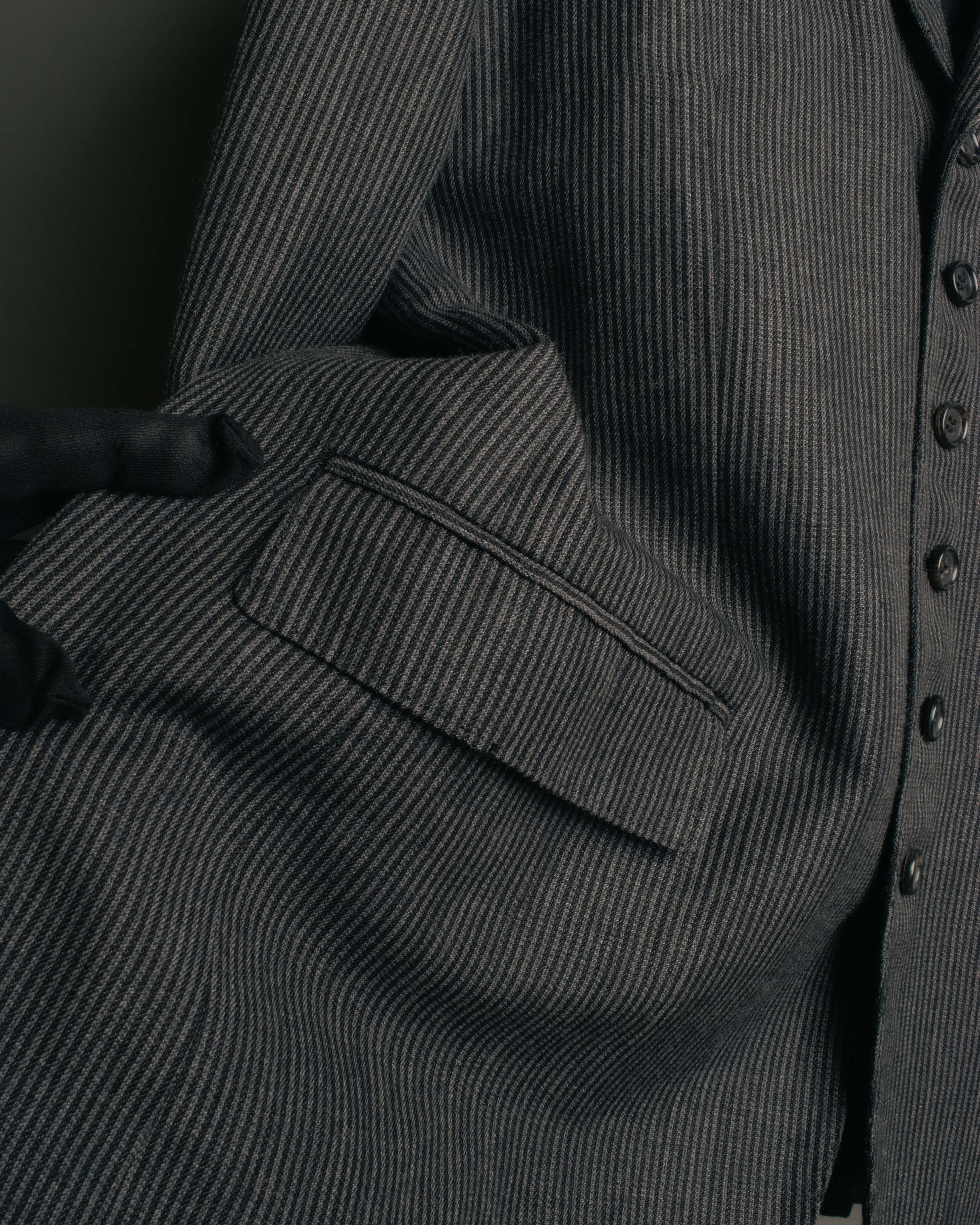 "COMME des GARÇONS HOMME" 10SS Vintage multi-button hickory stripe linen wool jacket