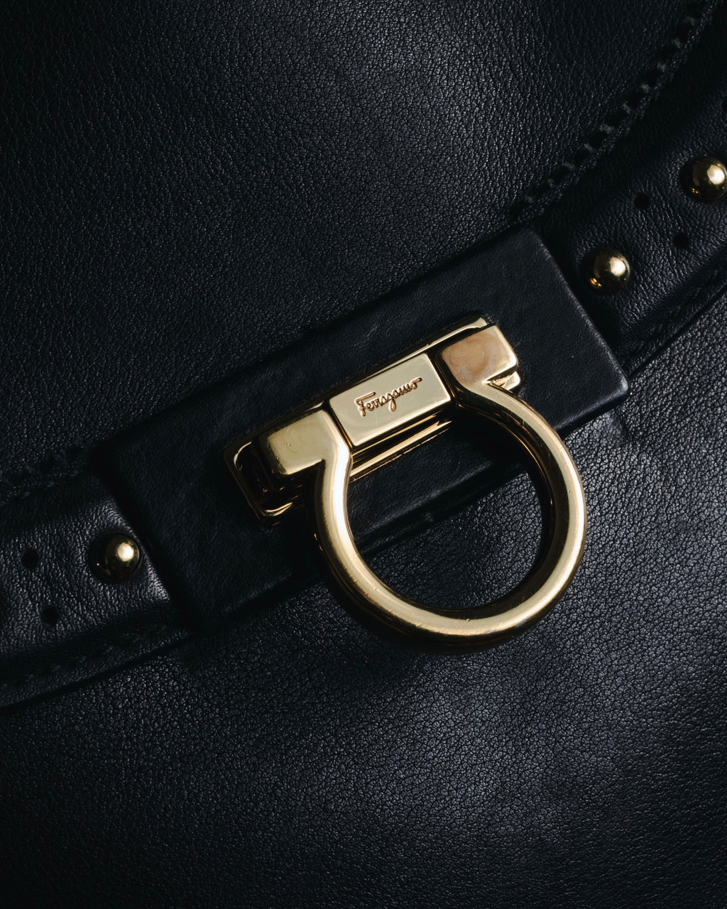 Salvatore Ferragamo Studded Gancini Top Handle Bag