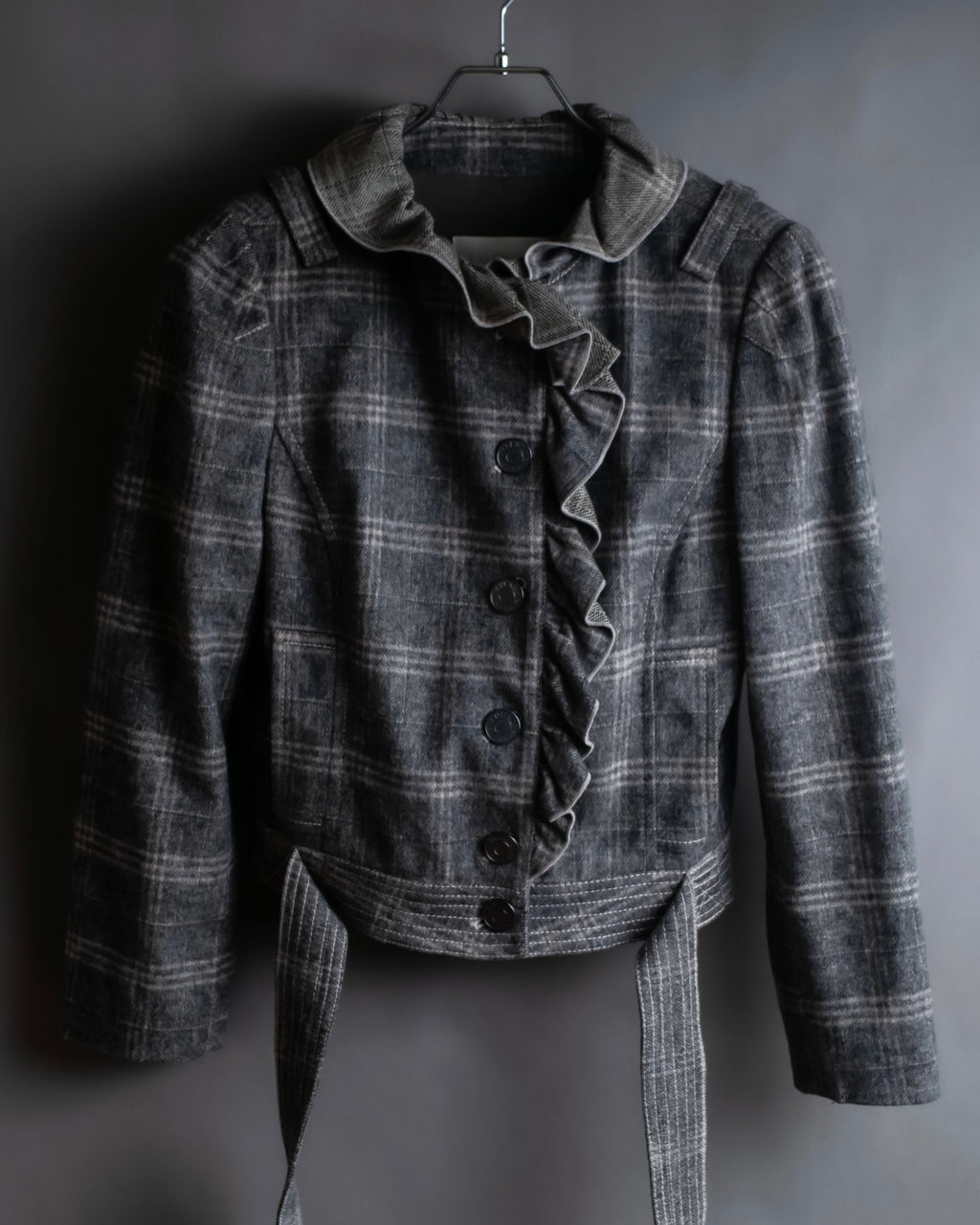 お取り置き分 "VALENTINO" Belted ruffle detail short jacket