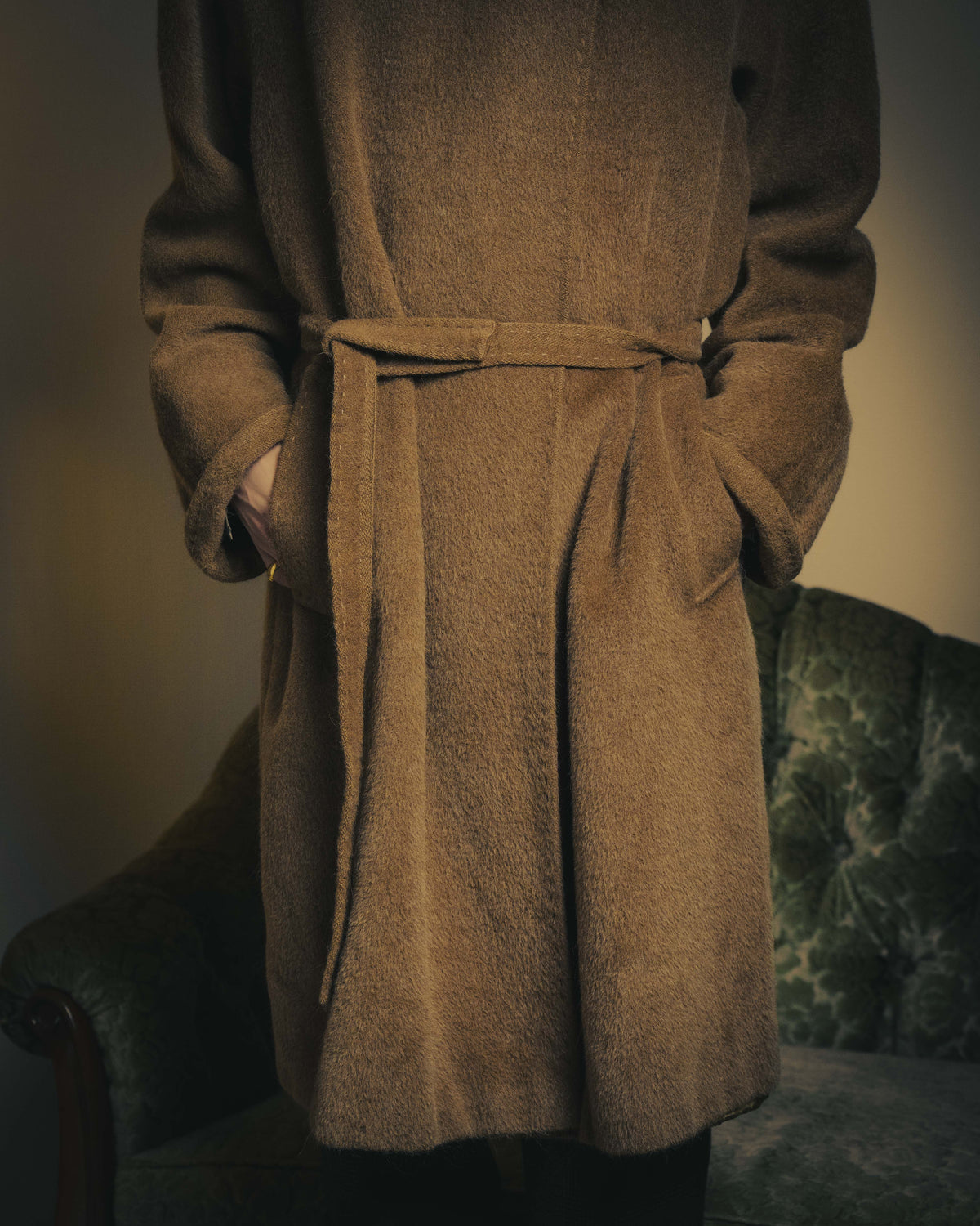 -SPECIAL- “Max Mara” 90’s-00’s Angora blend belted wrap coat