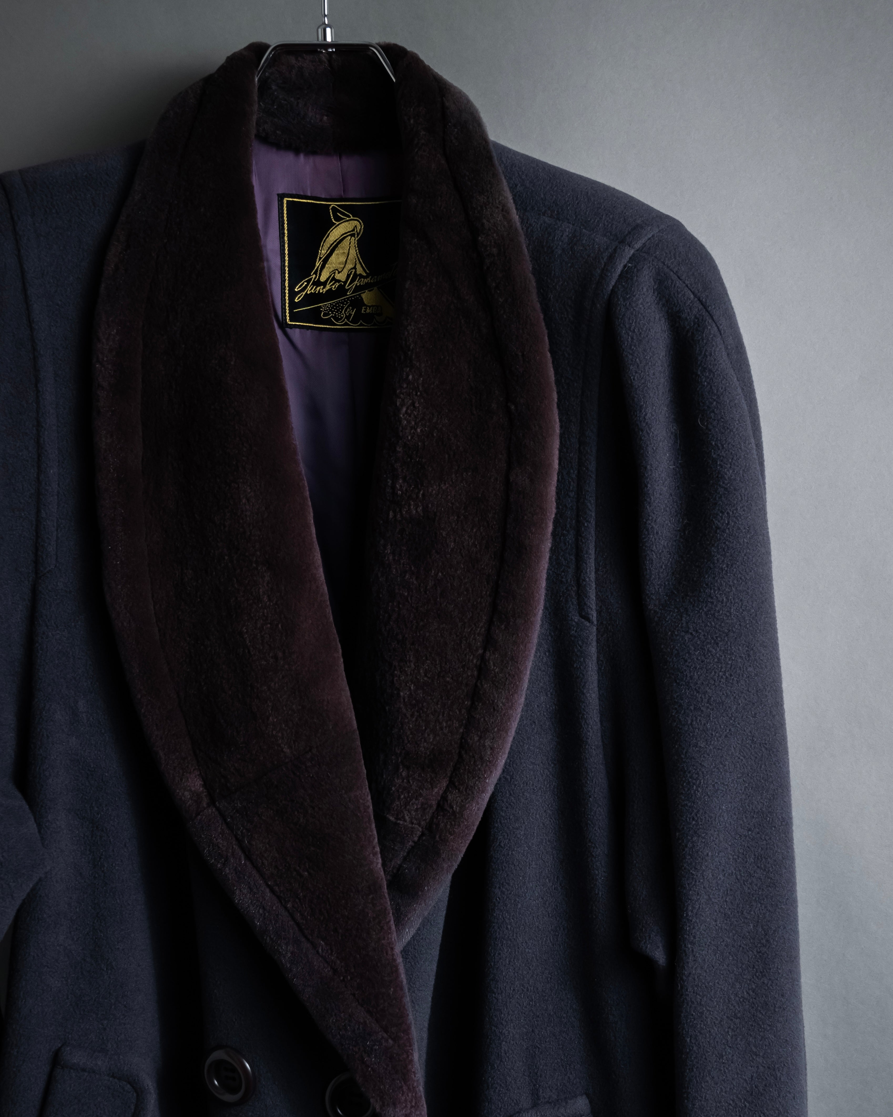 "Junko Yamamoto" Fur-trimmed design long cashmere blend coat