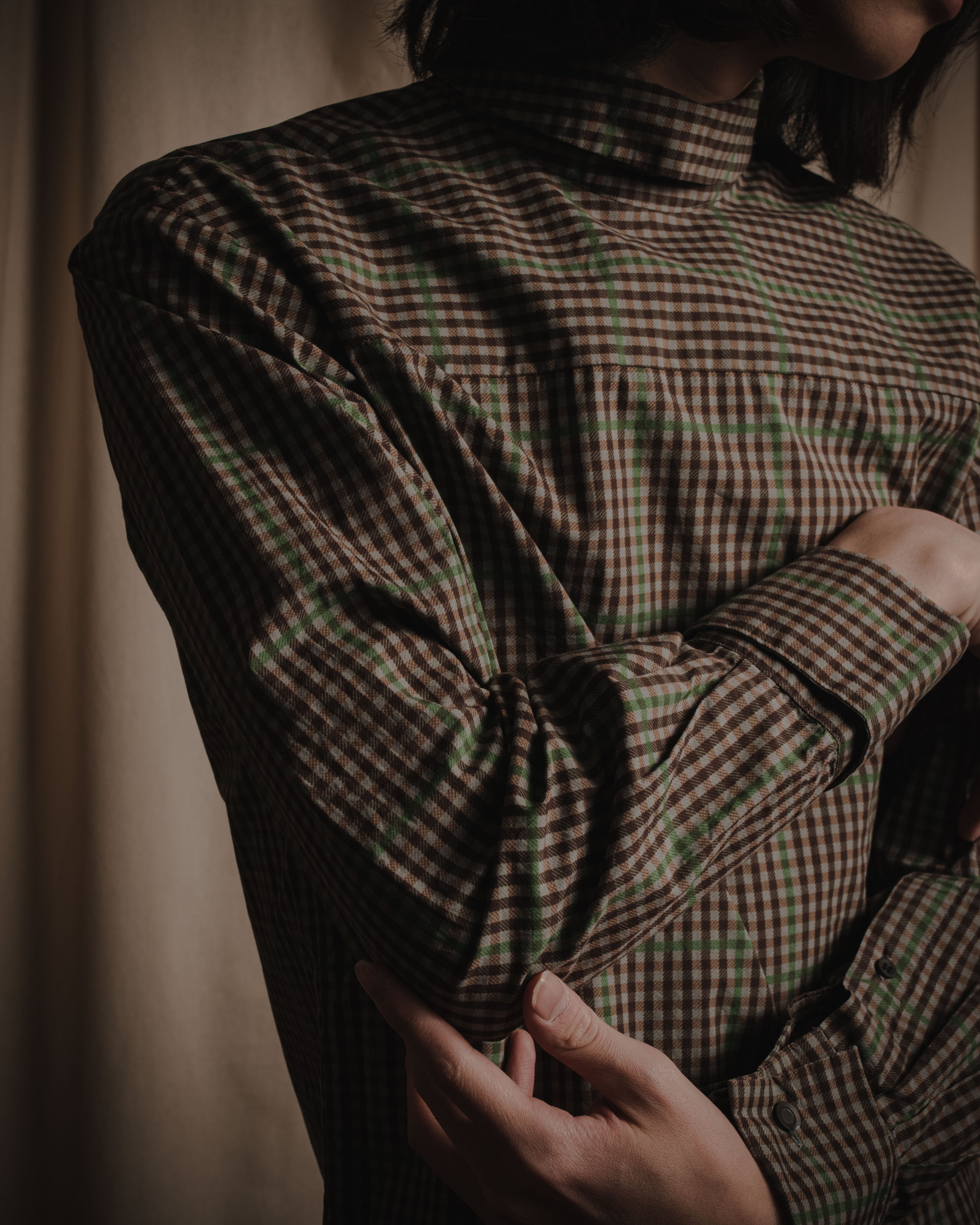 "Dries Van Noten" Longline windowpane check band collar shirt