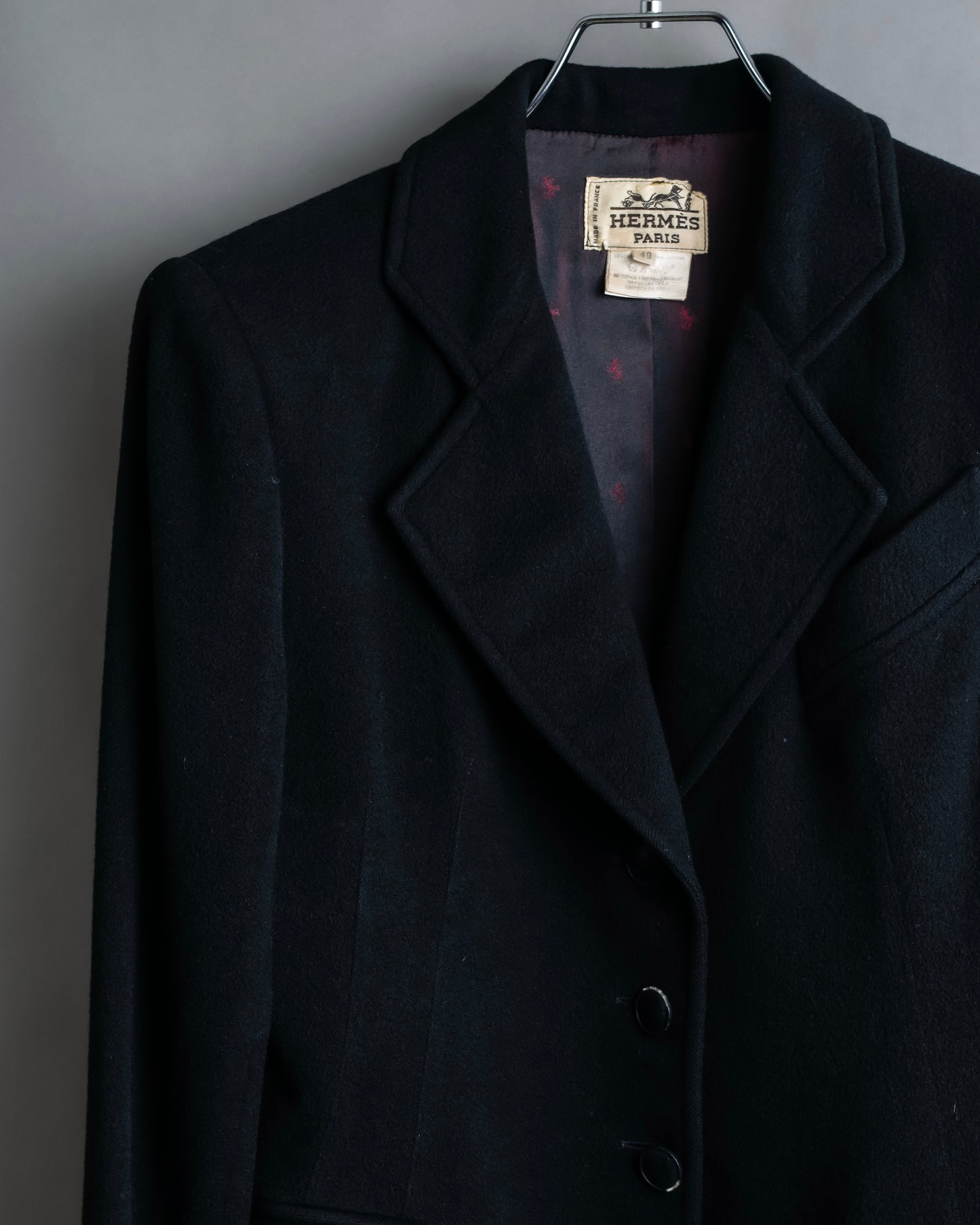 "HERMES" 100% cashmere shaped tailored jacket