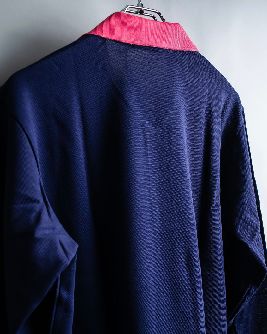 "Balenciaga Sports" Pink & yellow collar long sleeve polo shirt