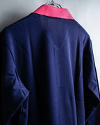 "Balenciaga Sports" Pink & yellow collar long sleeve polo shirt