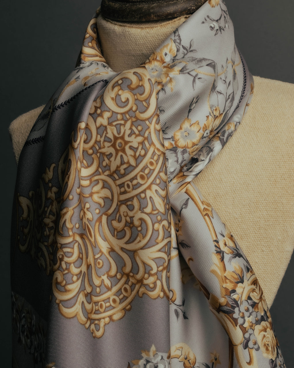 "Christian Dior" 80's-90's Elegant floral silk scarf