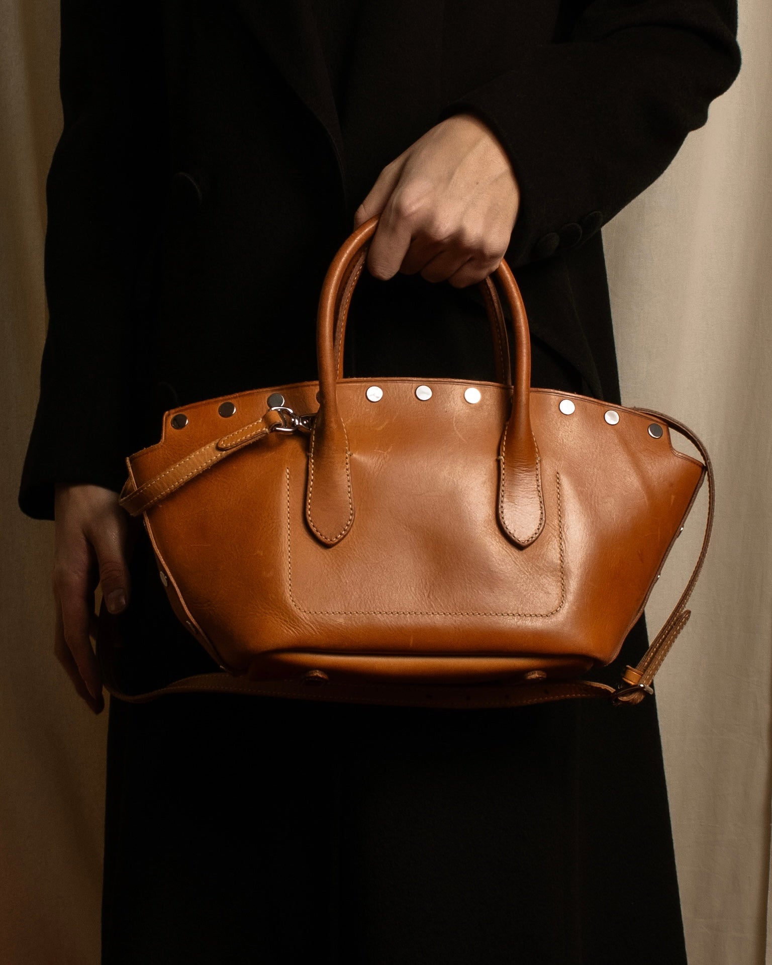 "Ralph Lauren" Metal stud design 2-way leather bag