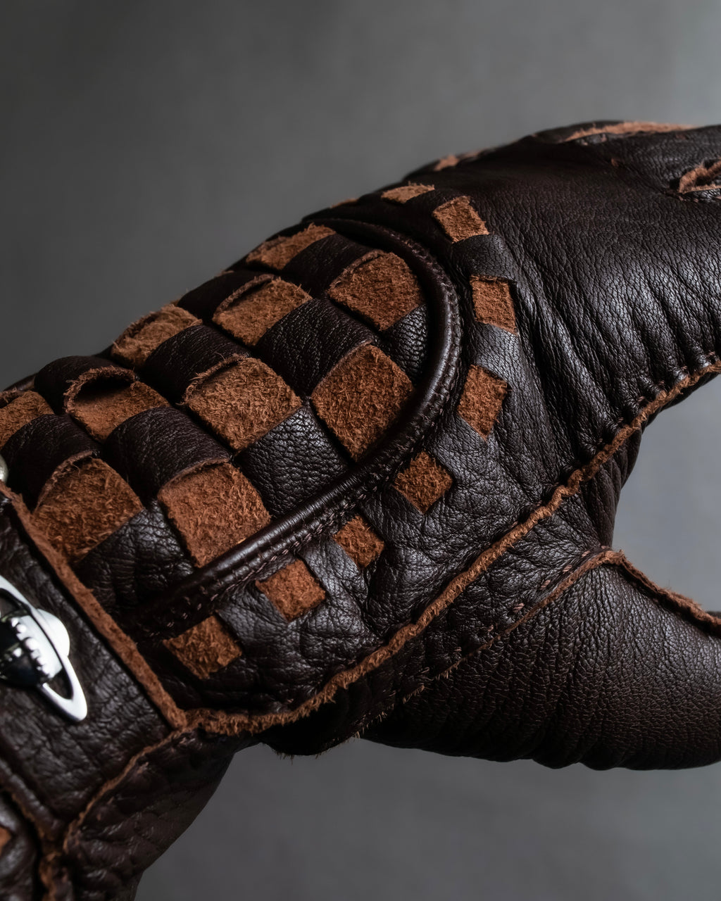 "Vivienne Westwood" Orb design checker panel pattern leather gloves