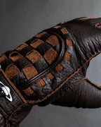 "Vivienne Westwood" Orb design checker panel pattern leather gloves