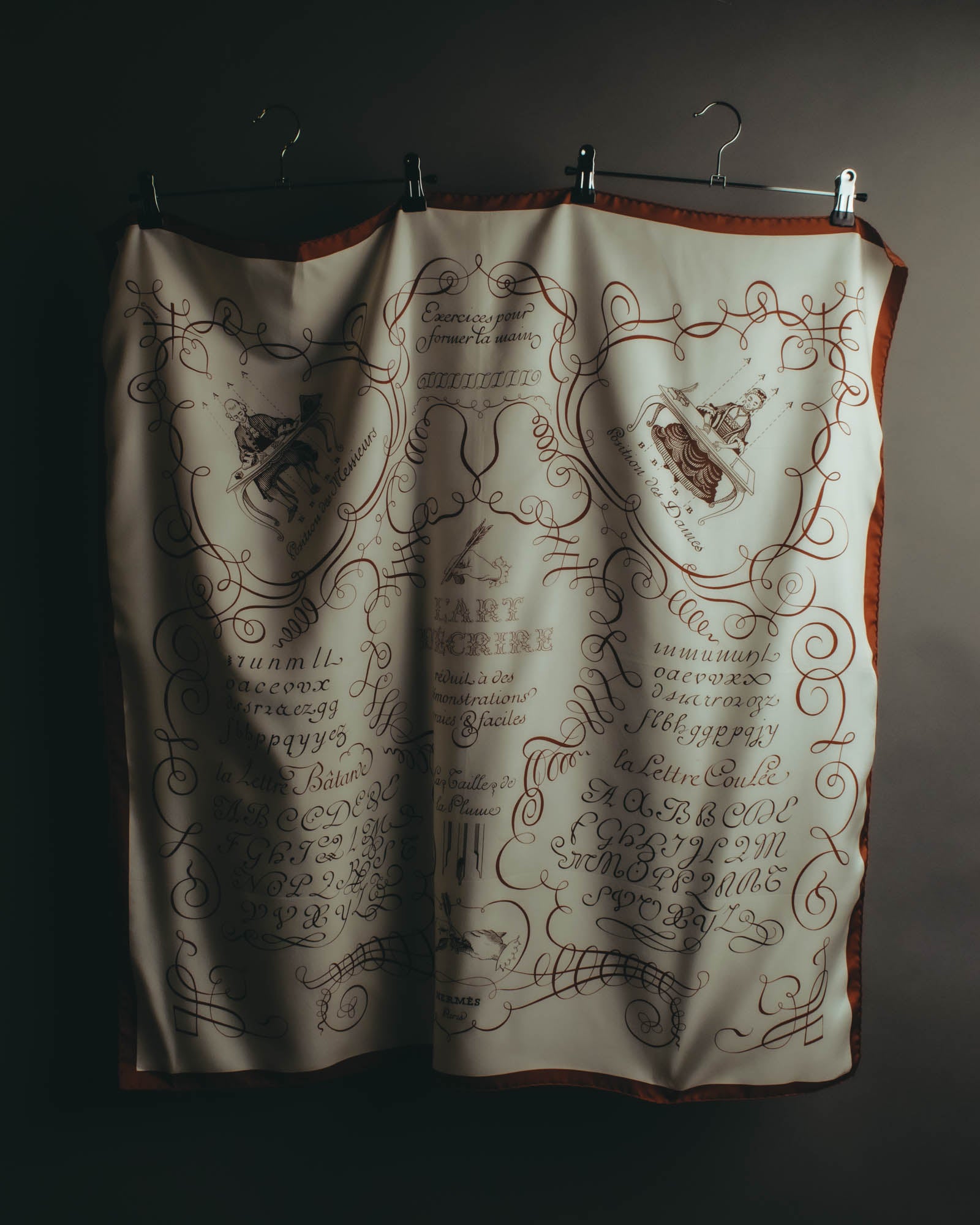 "Hermès" 90's Calligraphy print silk scarf