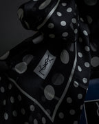 "YVES SAINT LAURENT" Large polka dot silk long scarf
