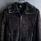 "CALVIN KLEIN" Mouton design zip-up suede jacket