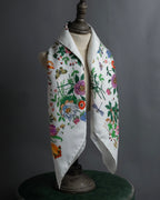 "GUCCI" 80's Flora motif vintage silk scarf