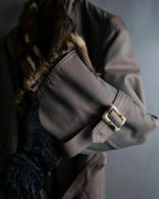 "HIROKI" Real fur lined maxi length belted coat