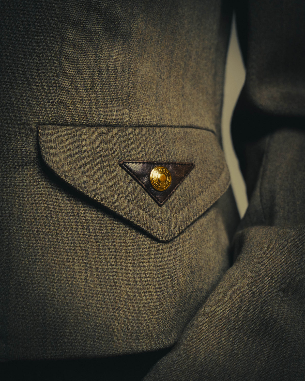 –SPECIAL– "Hermès" 70's-80's Equestrian wool tailored jacket