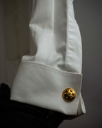 "CHANEL" Dome relief cross motif gold cufflinks