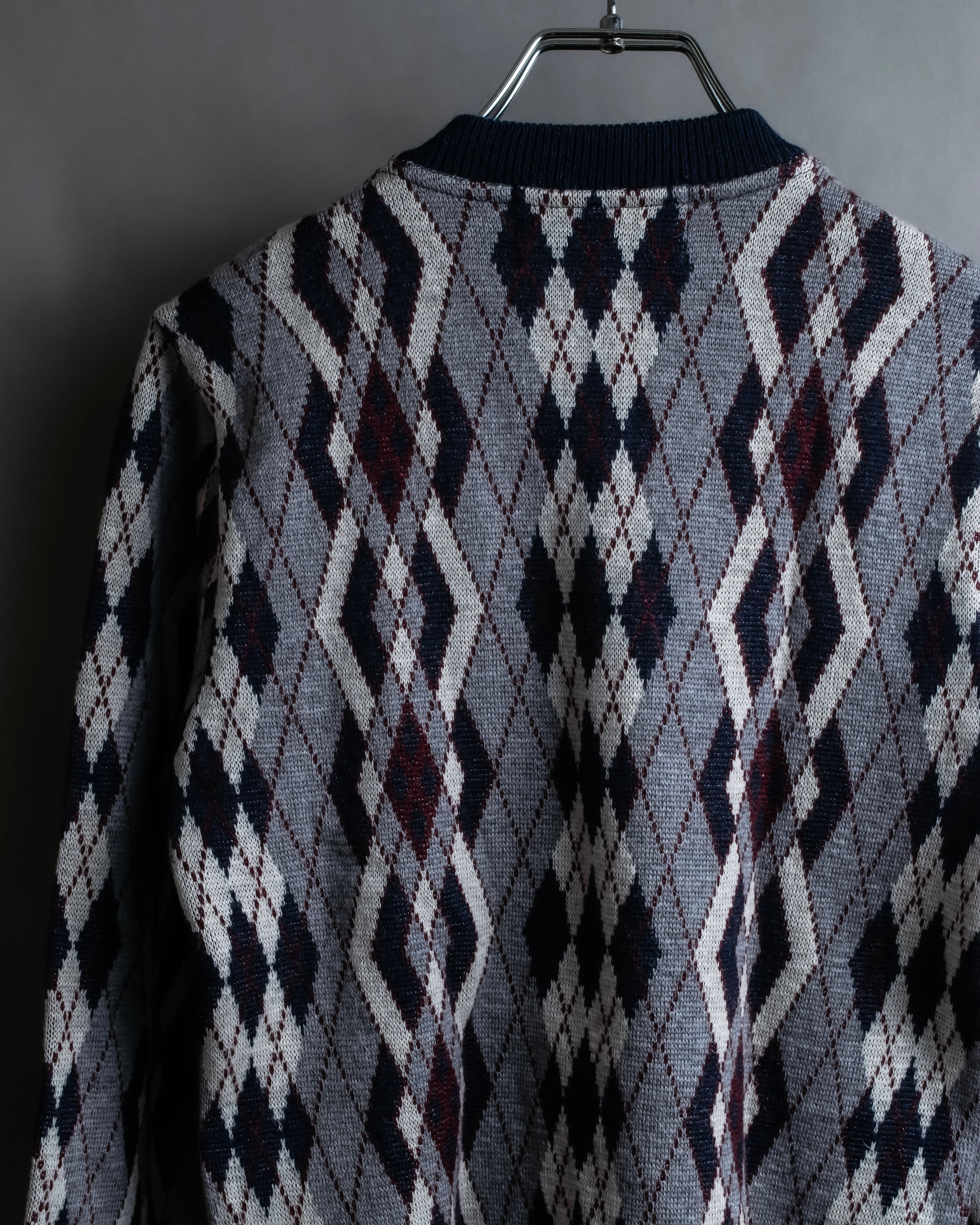 "COMME des GARCONS SHIRT × FRED PERRY" Argyle pattern box silhouette wool knit