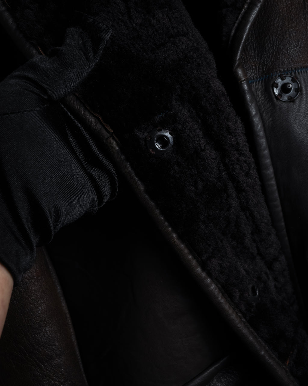 “KENZO” 80’s Folkloric shearling-lined leather long coat