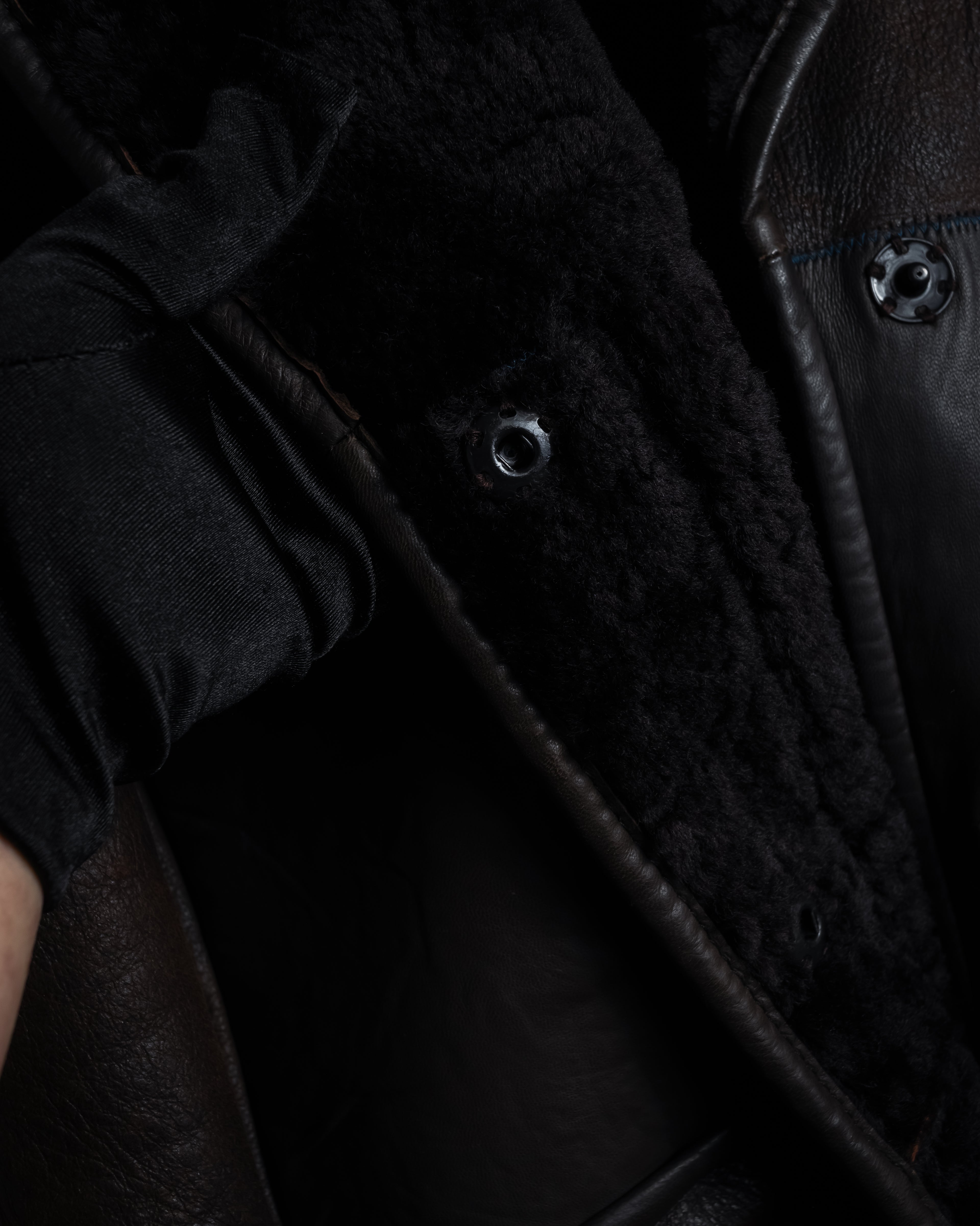 “KENZO” 80’s Folkloric shearling-lined leather long coat