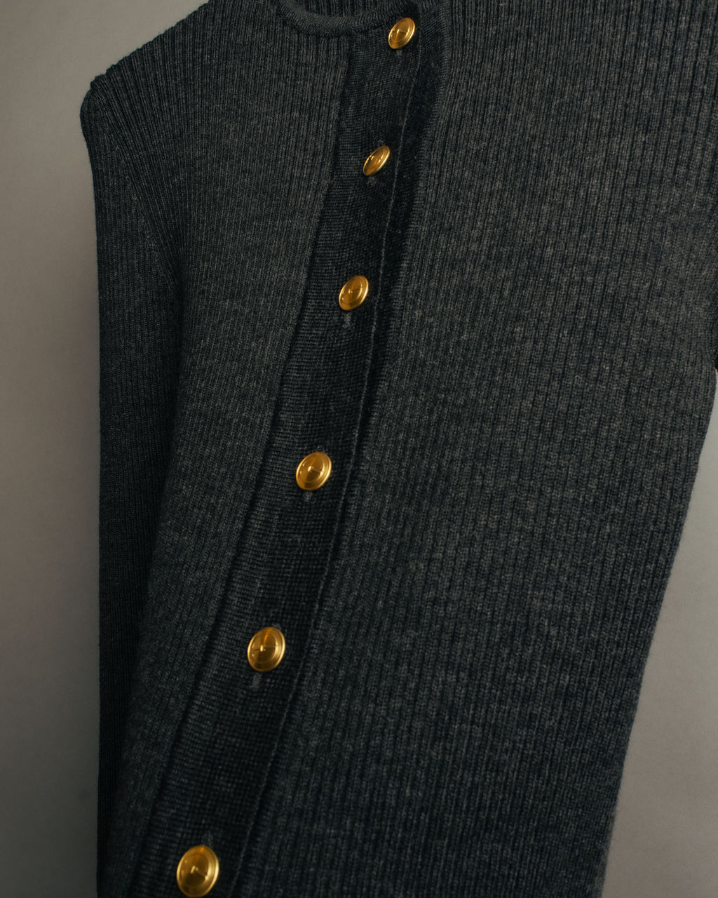 “GUCCI” 90’s-00’s Ribbed knit cardigan with gold buttons
