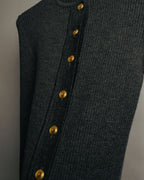 “GUCCI” 90’s-00’s Ribbed knit cardigan with gold buttons