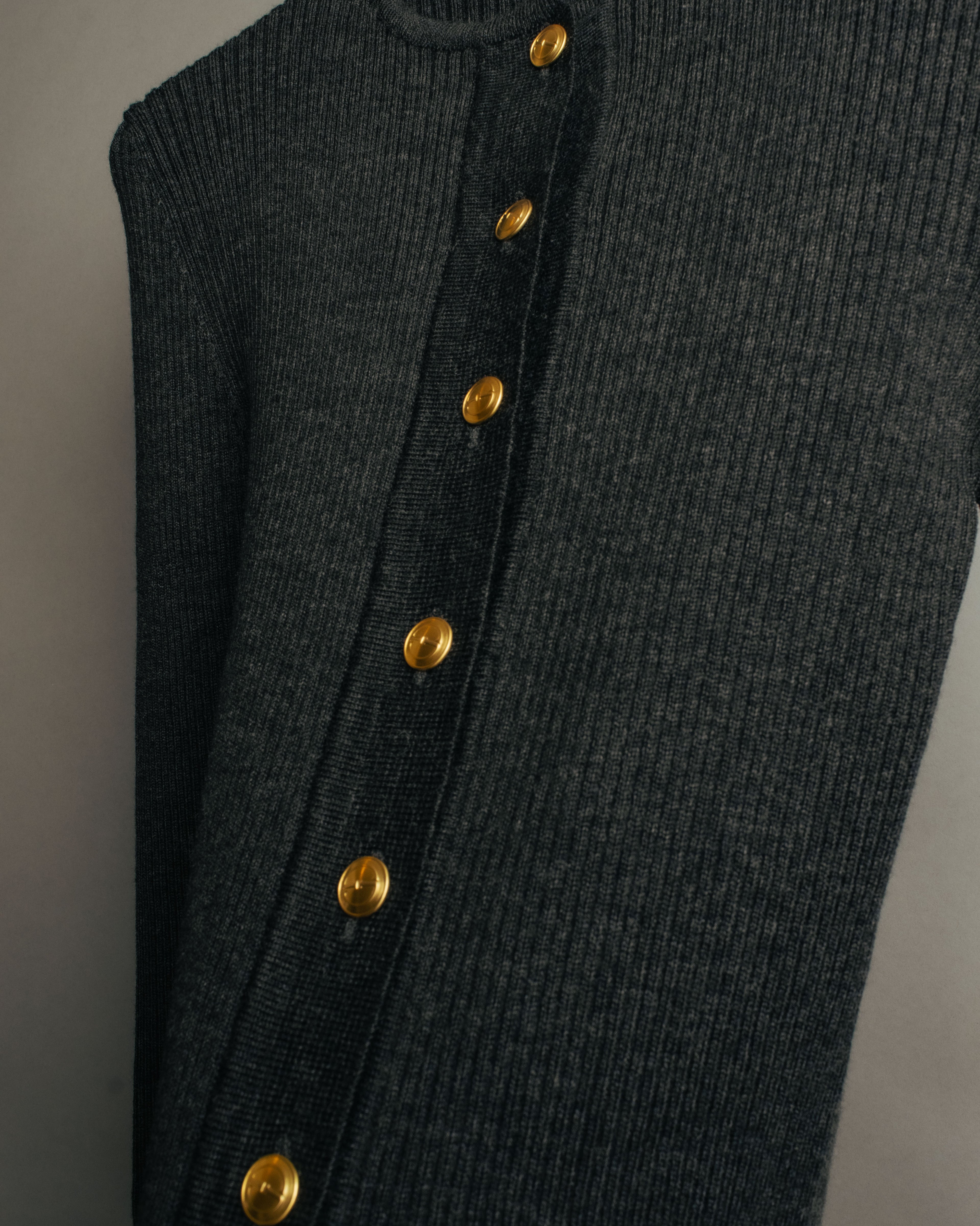 “GUCCI” 90’s-00’s Ribbed knit cardigan with gold buttons
