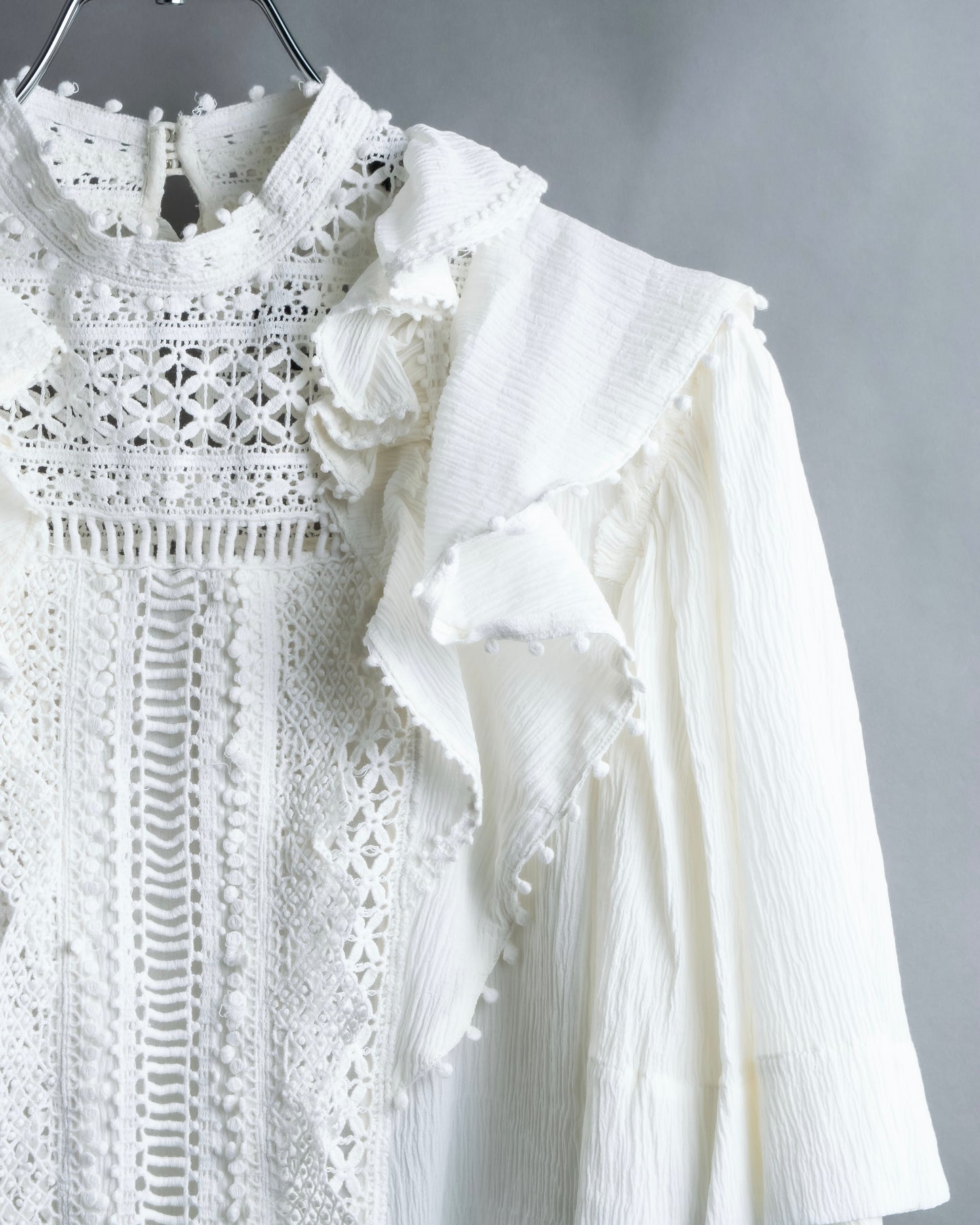 "ISABEL MARANT" Lace knit frill docking sheer blouse