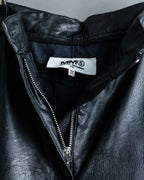 "MM6" Synthetic Leather Cut-Out Design Shorts