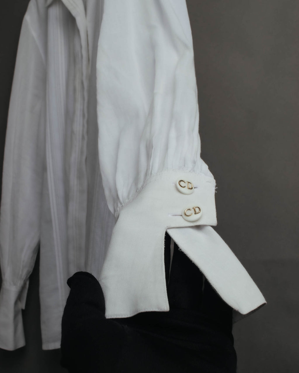 -SPECIAL- “Christian Dior” 90’s-00’s pleated bib dress shirt