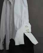 -SPECIAL- “Christian Dior” 90’s-00’s pleated bib dress shirt