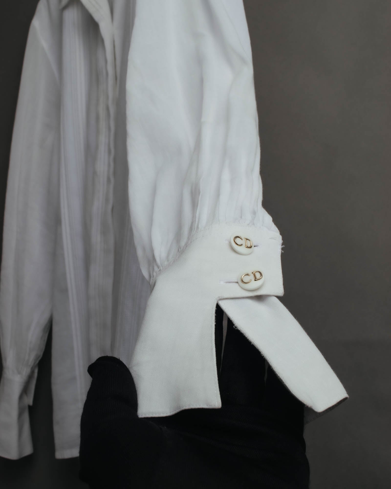 -SPECIAL- “Christian Dior” 90’s-00’s pleated bib dress shirt