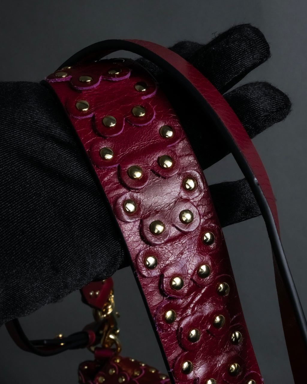 "RED VALENTINO" Flower puzzle motif stud design leather bag