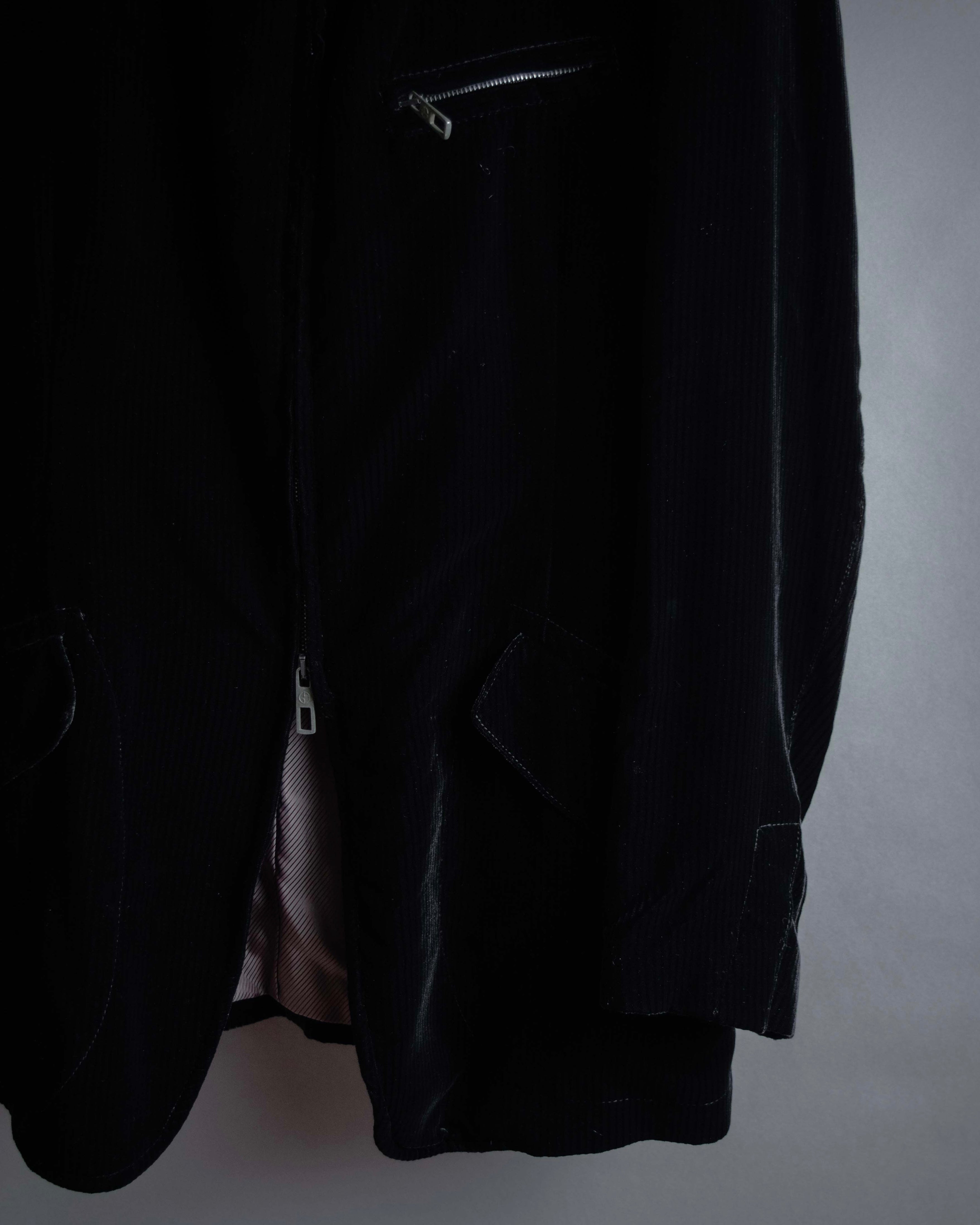 "GIORGIO ARMANI" Velour corduroy double zip up jacket