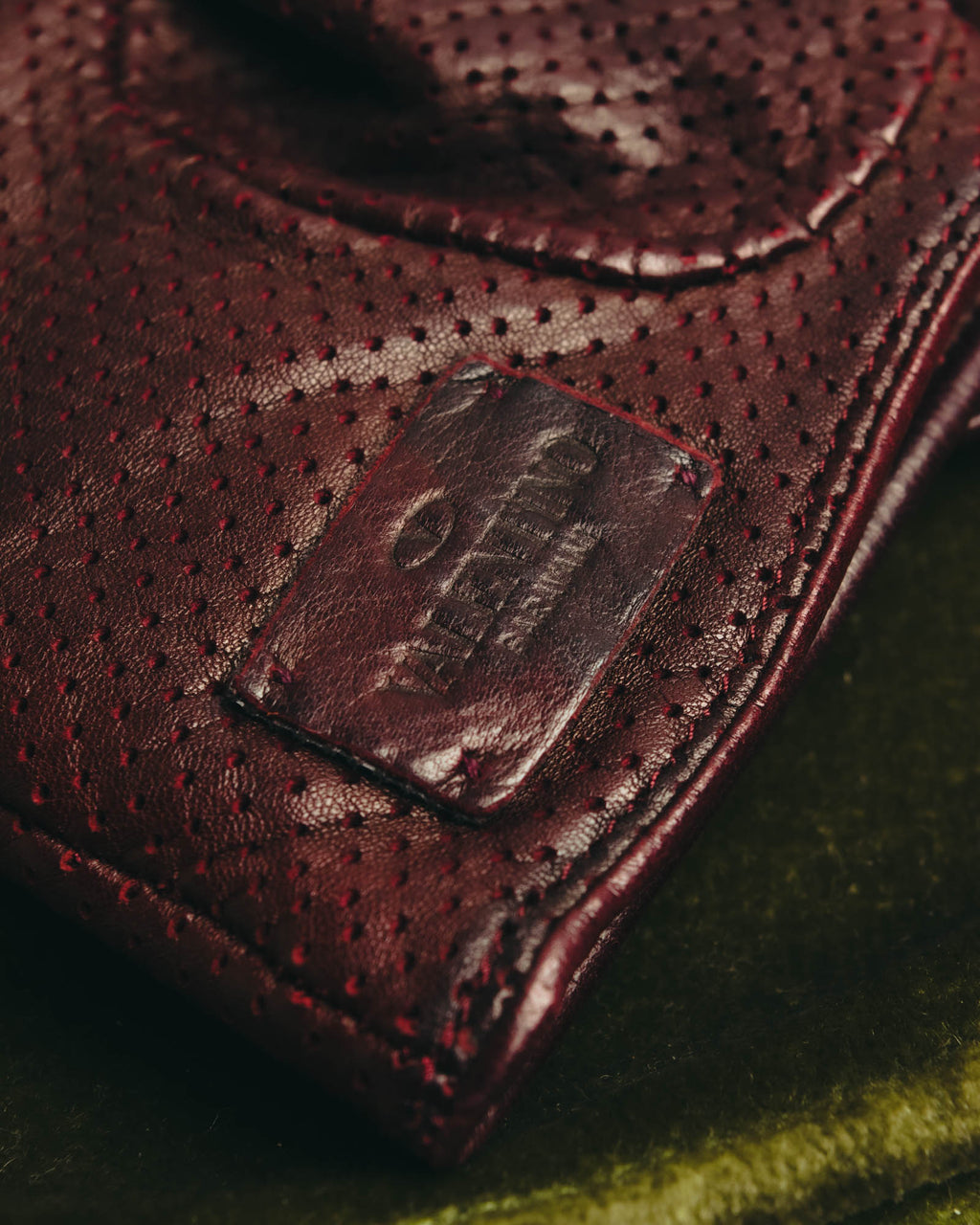 "VALENTINO GARAVANI" 2010's Burgundy perforated leather gloves