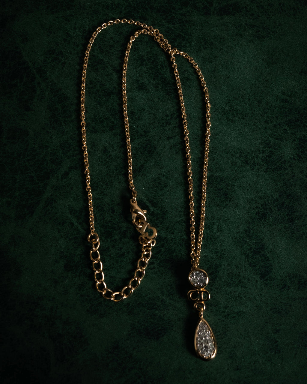 "Christian Dior" 00’s crystal pave cd drop necklace and earrings set