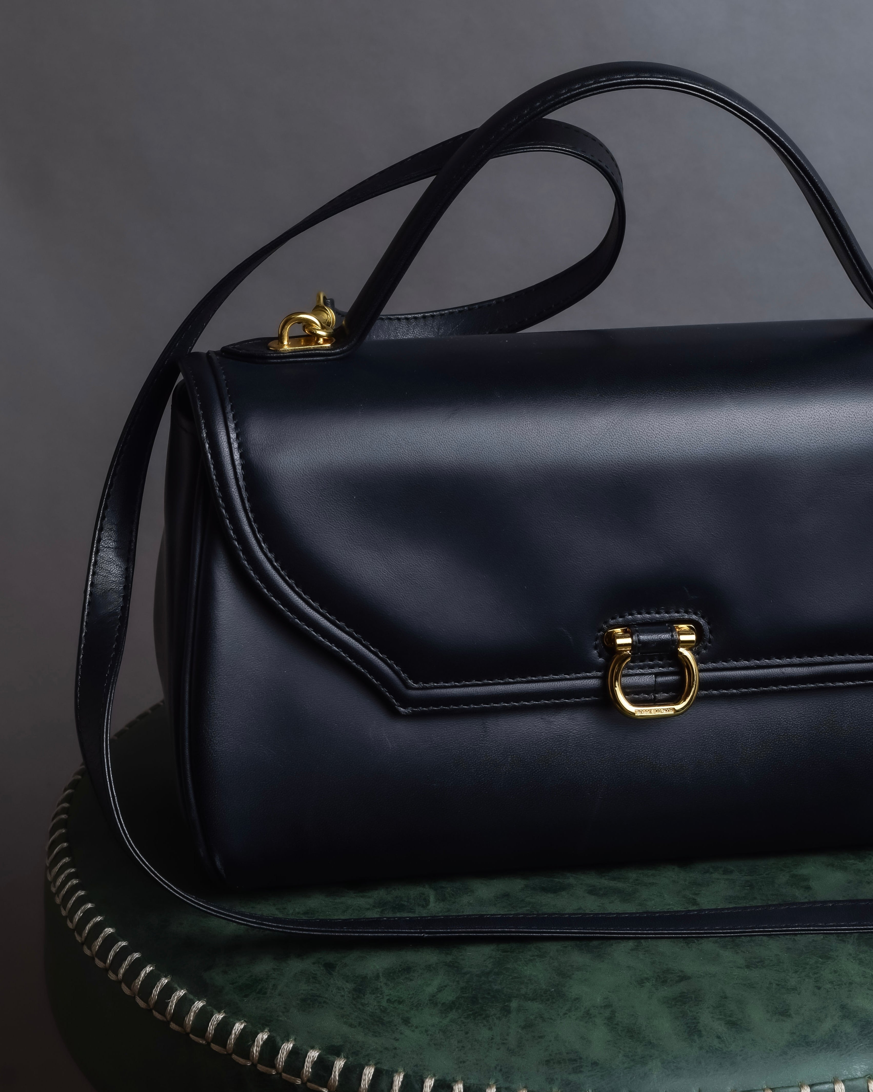 "PIERRE BALMAIN" Horizontal design grain leather 2way shoulder bag