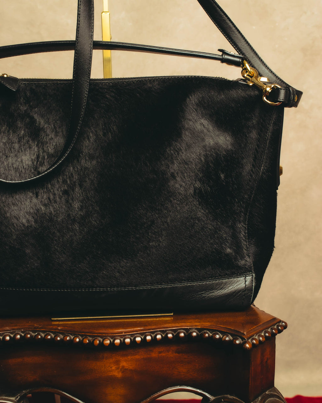 "Salvatore Ferragamo" 90's-00's Textured calf hair shoulder bag