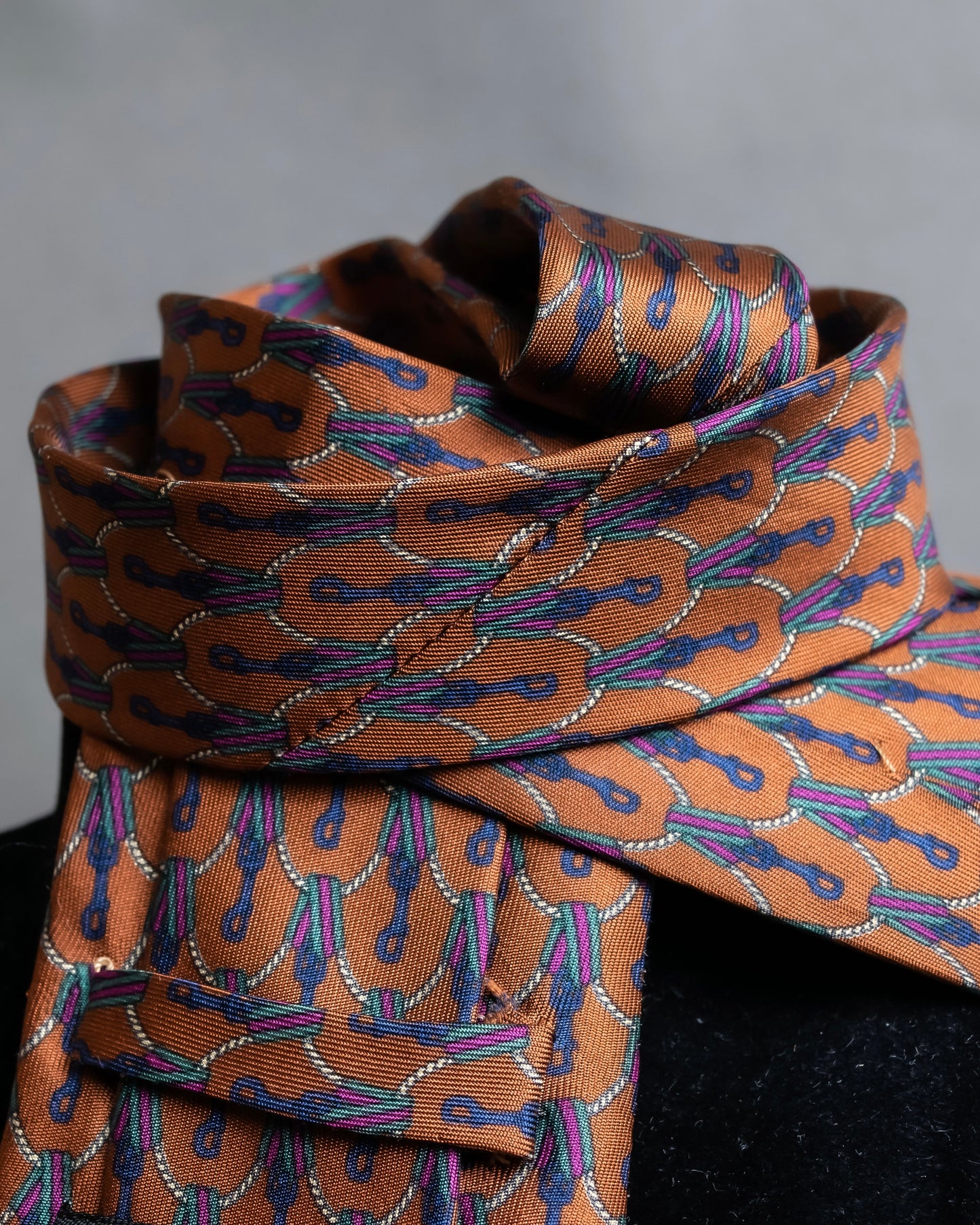 "GUCCI" Horsebit & GG pattern silk neck tie