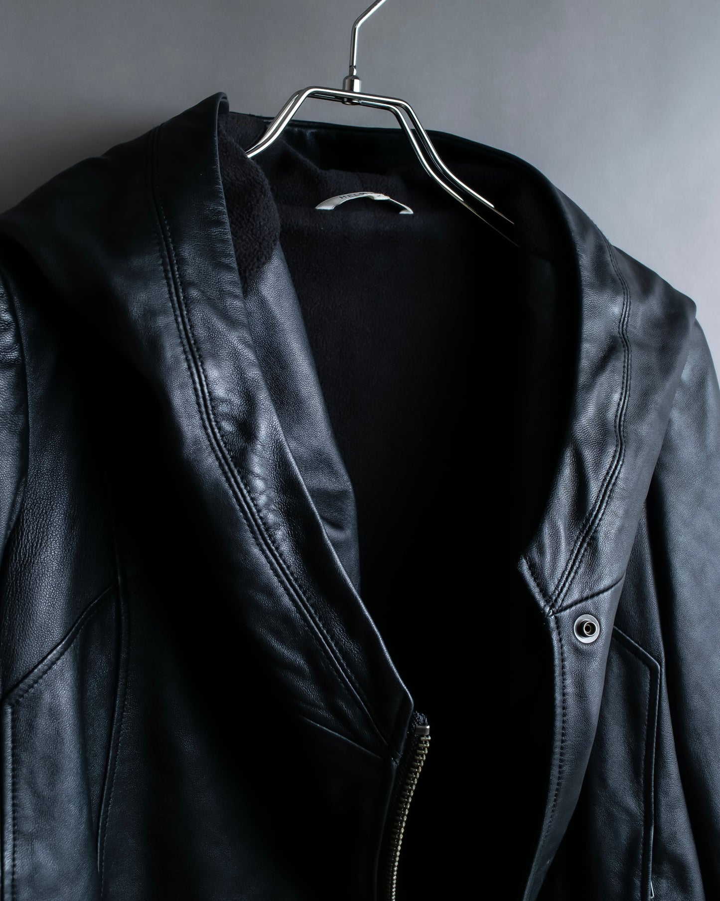 "HELMUT LANG"Boa switching shape leather zip-up jacket