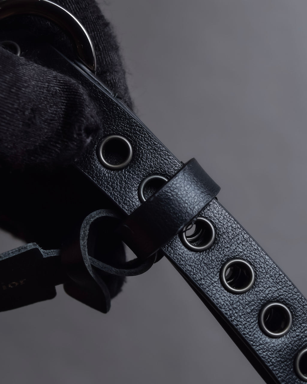 "Christian Dior" Black eyelet leather narrow belt