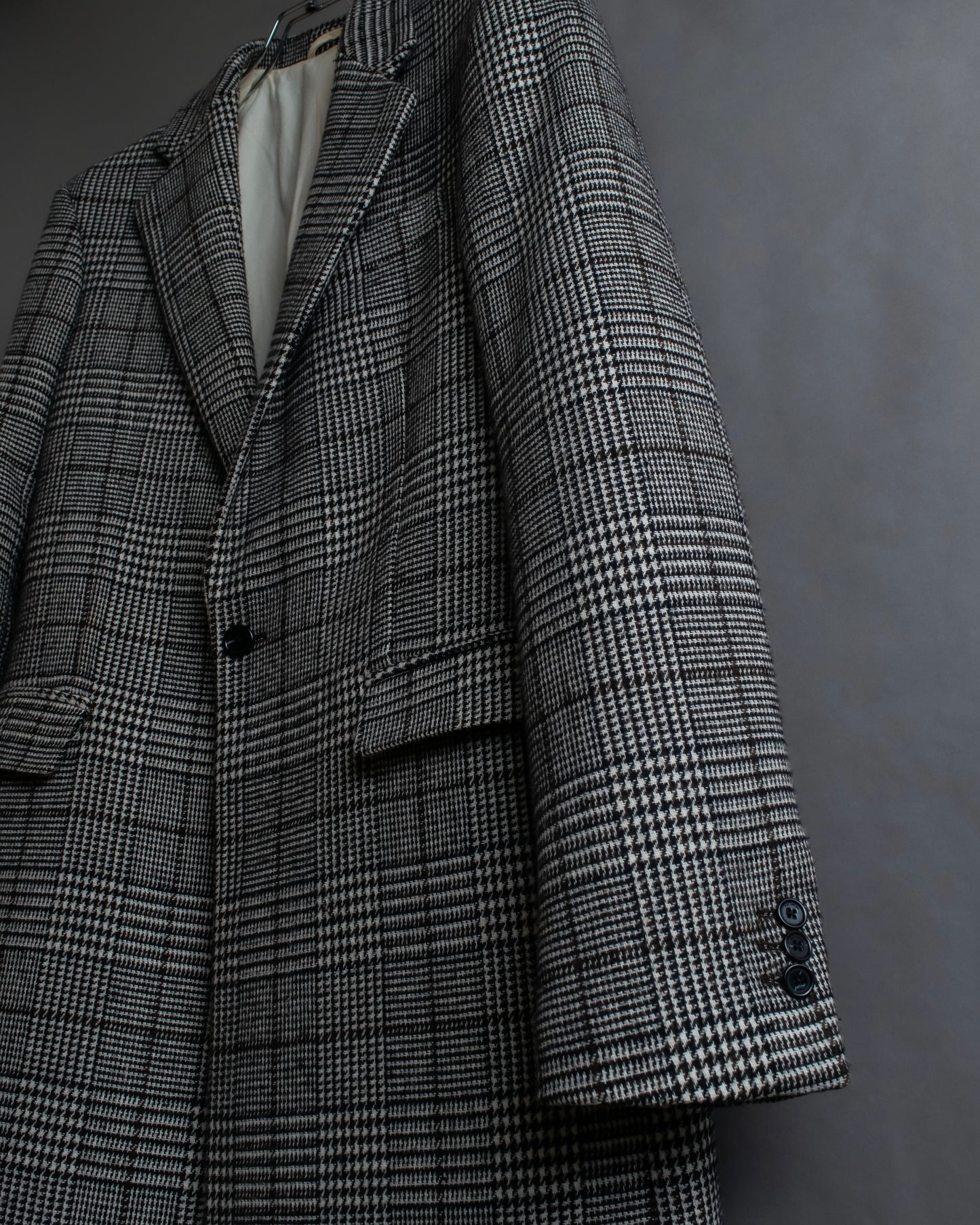 "RAF SIMONS" 20-21AW Glen check pattern tailored shape coat